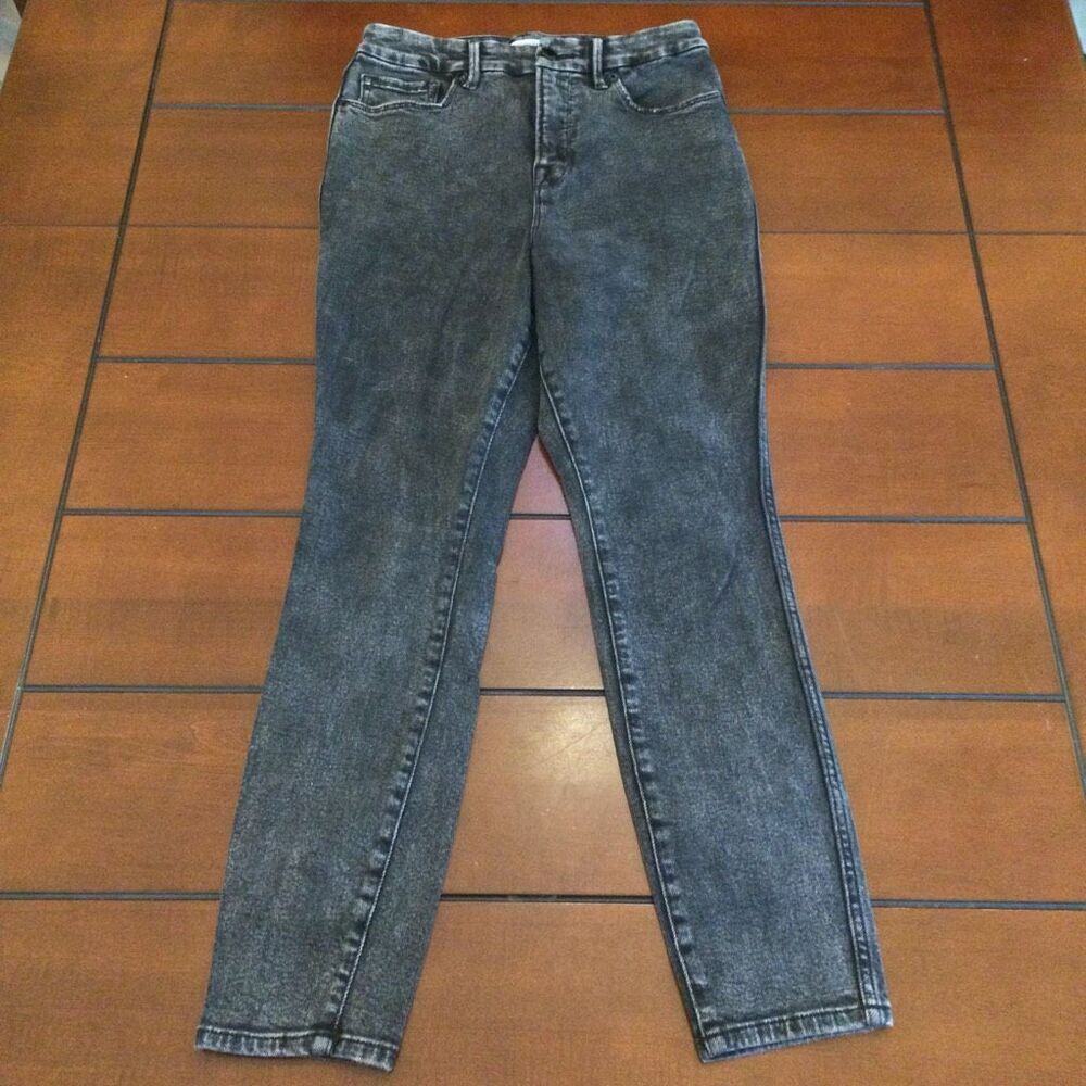 Good American good curve jeans 6/28 black acid wash